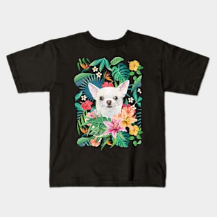 Tropical Short Haired White Chihuahua 4 Kids T-Shirt